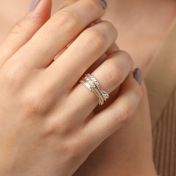 Familie Cirkels Spinner Ring Glanzend [Sterling Zilver/10K Gouden Spinners] - 1 Spinner