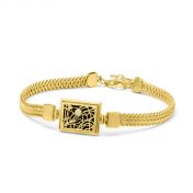 Bracelet Silhouette Carte des Lieux Précieux avec Chaîne Tressée [Plaqué Or 18ct]