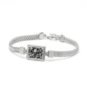 Beliebte Erinnerungen Silhouette Armband mit Kartenanhänger [Silber]