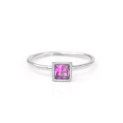 Anillo Carina Piedra de Nacimiento Cuadrada [Plata de Ley]