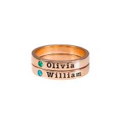Bague Sérénité avec Gravures et Pierres de Naissance [Plaqué Or Rose 18ct]