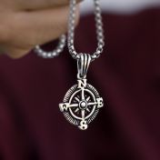 Star Compass Men Name Necklace - Sterling Silver