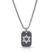 Davidstern Kette mit Gravur für Herren - Sterlingsilber
