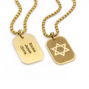 Davidstern Kette mit Gravur für Herren - 750er vergoldet