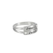 Lagen van Liefde Naam en Geboortesteen Ringen [Sterling Zilver]
