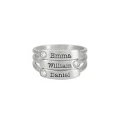 Lagen van Liefde Naam en Geboortesteen Ringen [Sterling Zilver]