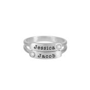 Lagen van Liefde Naam en Geboortesteen Ringen [Sterling Zilver]