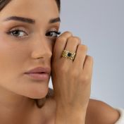 Kunstvoller Ring mit Nano Bibel [750er Gold Vermeil]
