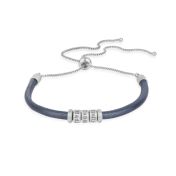 Custom bracelet with engraved names ( Gray suede / Sterling silver)