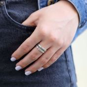 Ensemble de Bagues avec Prénoms et Pierres de Naissance [Argent 925]