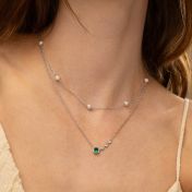 Geburtsstein-Halskette „Geliebter Kreis“ mit Diamanten [Silber]