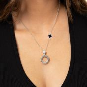 Talisa Circle Engraved Necklace with 1ct Diamond and Nano Bible [Sterling Silver]