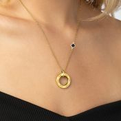 Talisa Kreis Gravierte Halskette mit Nano-Bibel [750er Gold Vermeil]