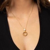 Family Circle Engraved Necklace with 1ct Diamond [18K Gold Vermeil]
