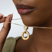 Family Circle Engraved Necklace with 1ct Diamond [18K Gold Vermeil]