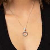 Family Circle Engraved Necklace with 1ct Diamond [Sterling Silver]