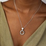 Family Circle Engraved Necklace with 1ct Diamond [Sterling Silver]