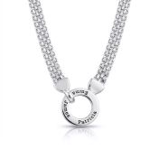 Familie Kring Visgraat Naam Ketting [Sterling Zilver]