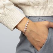 Pulsera Herringbone con Piedras de Nacimiento [Plata de Ley]