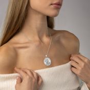 Talisa Map Engraved Necklace with Heart Diamond 