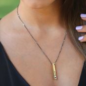 Talisa Bar Birthstone Necklace [18K Gold Plated - Hammered]