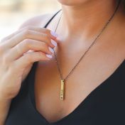 Talisa Bar Birthstone Necklace [18K Gold Plated - Hammered]