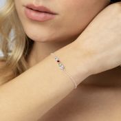 Talisa Stars Birthstone Bracelet With Diamond Heart [Sterling Silver]