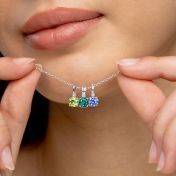 Talisa Stars Birthstone Drop Necklace with Diamonds [Sterling Silver]