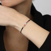 Talisa Stars Birthstone Bracelet - Black String [Sterling Silver]