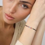 Talisa Stars Birthstone Bracelet - Black String [Sterling Silver]