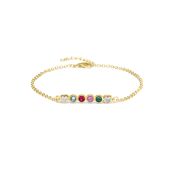 Talisa Stars Birthstone Bracelet With 2 Diamond Hearts [18K Gold Vermeil]