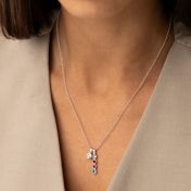 Talisa Stars Drop Birthstone Necklace With 0.30ct Diamond [Sterling Silver]