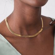 Talisa Herringbone Kette mit Gravur [750er Gold Vermeil] - Breite Kette