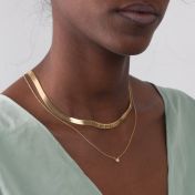 Talisa Herringbone Kette mit Gravur [750er Gold Vermeil] - Breite Kette