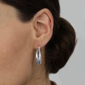 Chunky Drop Hoop Earrings - Medium [Sterling Silver] 