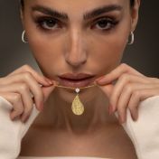 Threads Of Life Engraved Map Necklace with 1ct Diamond [14 Karat Gold]