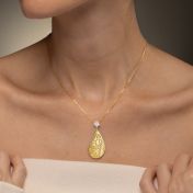 Threads Of Life Engraved Map Necklace with 1ct Diamond [14 Karat Gold]