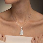 Threads Of Life Engraved Map Necklace with 1ct Diamond [14 Karat White Gold]