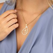 Lebenswege Karten-Halskette mit einem Herz-Diamanten [750er Gold Vermeil]