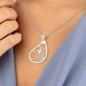 Threads Of Life Map Necklace with Heart Diamond [Silver]