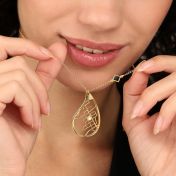 Lebenswege Kartenkette mit Nano Bibel [750er Gold Vermeil]