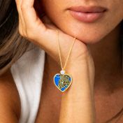 Ties of Heart Aqua Silhouette Map Necklace With 1 Ct Diamond [18K Gold Plated]
