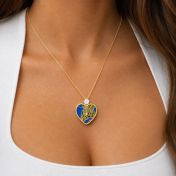 Ties of Heart Aqua Silhouette Map Necklace With 1 Ct Diamond [18K Gold Vermeil]