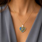 Herzensbindungen Aqua Silhouette Halskette mit Karte und einem 1,0 Kt Diamanten [750er vergoldet]