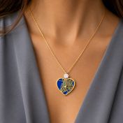 Ties of Heart Aqua Silhouette Map Necklace With 1 Ct Diamond [18K Gold Plated]