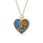 Herzensbindungen Aqua Silhouette Halskette mit Karte und einem 1,0 Kt Diamanten [750er vergoldet]