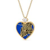 Ties of Heart Aqua Silhouette Map Necklace With 1 Ct Diamond [18K Gold Vermeil]
