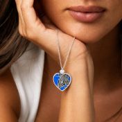 Ties of Heart Aqua Silhouette Map Necklace With 1 Ct Diamond 