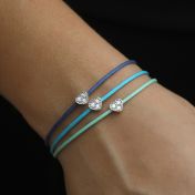 Ties of Heart Crystal Bracelet - Green Cord [Sterling Silver]