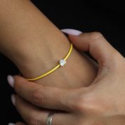 Ties of Heart Crystal Bracelet - Yellow Cord [Sterling Silver]